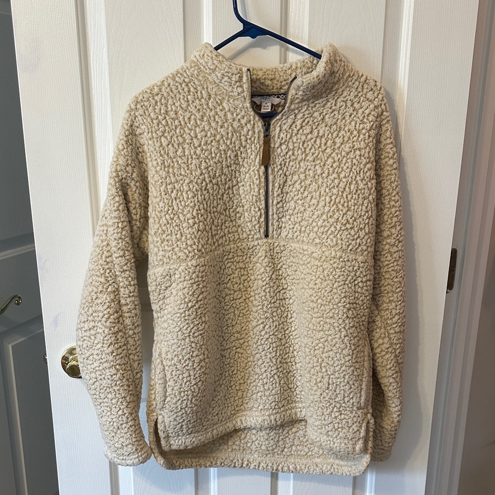 Time and Tru Cream Sherpa Zip Pullover